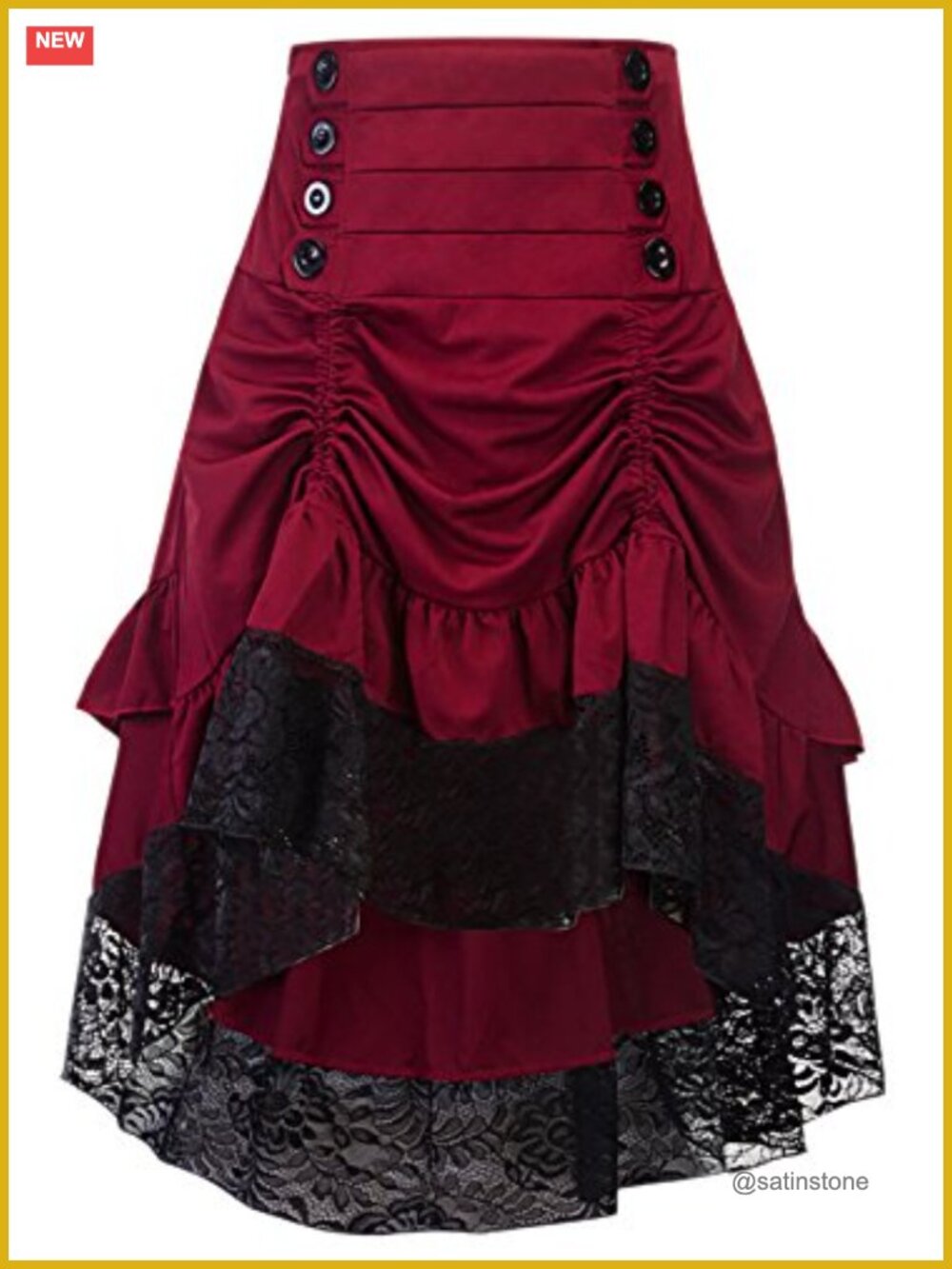 Gothic Steampunk Asymmetrical High Low Skirt Linen Ruffle
